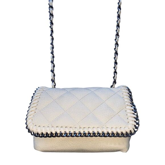 Steve Madden Faux Leather Quilted Crossbody Bag Off-White - Picture 1 of 9